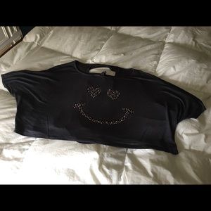 Grey Crop Top with glitter embellishment